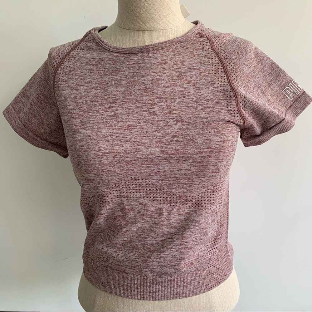 Pink Victoria’s Secret crop top t shirt workout gym sport large L NWT